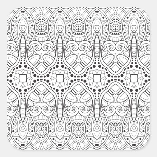 Tribal Zendoodle Design Vierkante Sticker (Voorkant)
