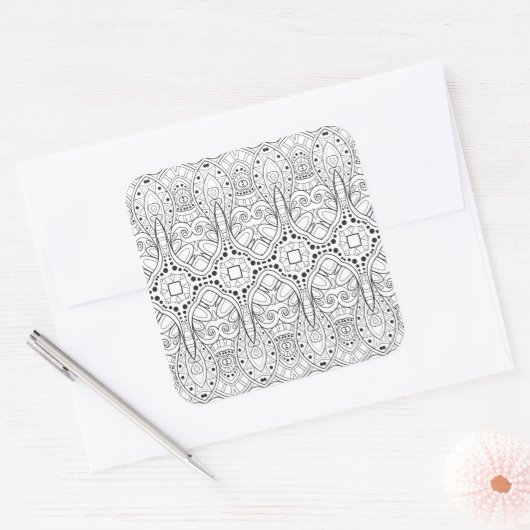 Tribal Zendoodle Design Vierkante Sticker (Envelop)
