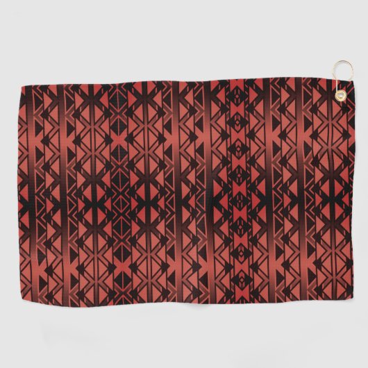 Tribal ZigZag driehoeken op gradiënt donkere zalm Golfhanddoek (Horizontaal)