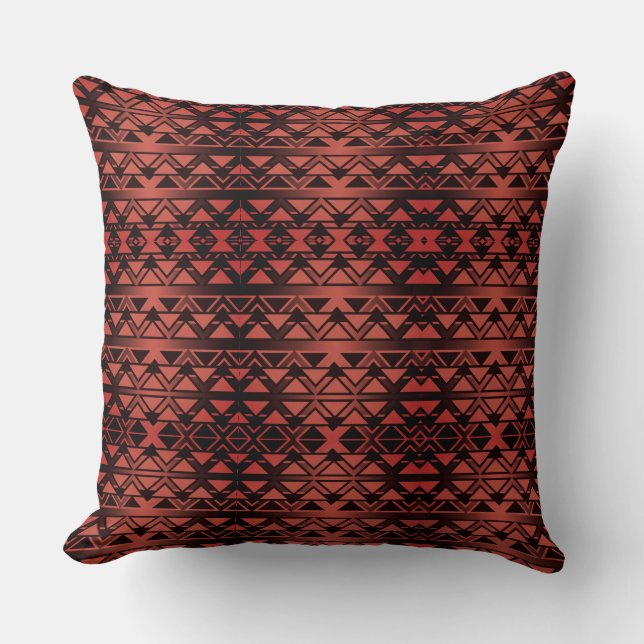 Tribal ZigZag driehoeken op gradiënt donkere zalm Kussen (Voorkant)