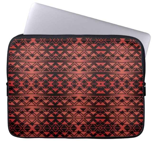 Tribal ZigZag driehoeken op gradiënt donkere zalm Laptop Sleeve (Voorkant)