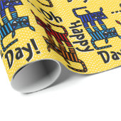 Tribal Zoo in het geel (Kinder inpakpapier) Cadeaupapier (Rol Hoek)