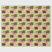 Tribal Zoo - Roze + Groen (Kinder inpakpapier) Cadeaupapier (Vlak)