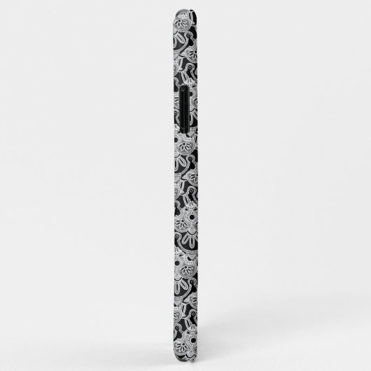 Tribal Zwart, wit en grijs iPhone case (Achterkant/rechts)