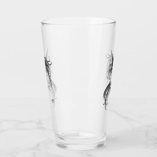 Tribal zwarte inkt eenhoorn glas (Links)