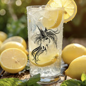 Tribal zwarte inkt eenhoorn glas