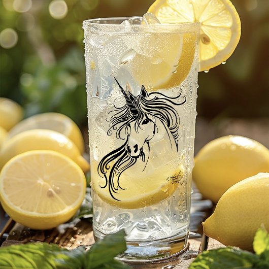 Tribal zwarte inkt eenhoorn glas