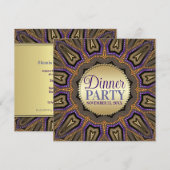 Tribale Aarde Oranje Paars Goud Eettafel Arrangeme Kaart (Voorkant / Achterkant)