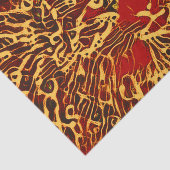 Tribale Abstracte Tabby Kat Rood Geel Hippie Kunst Tissuepapier (Detail)