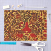 Tribale Abstracte Tabby Kat Rood Geel Hippie Kunst Tissuepapier (Craft)