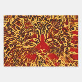 Tribale Abstracte tablet Cat Red Yellow Hippie Art Inpakpapier Vel (Voorkant 3)