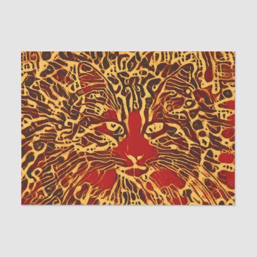 Tribale Abstracte tablet Cat Red Yellow Hippie Art Tissuepapier (Voorkant)