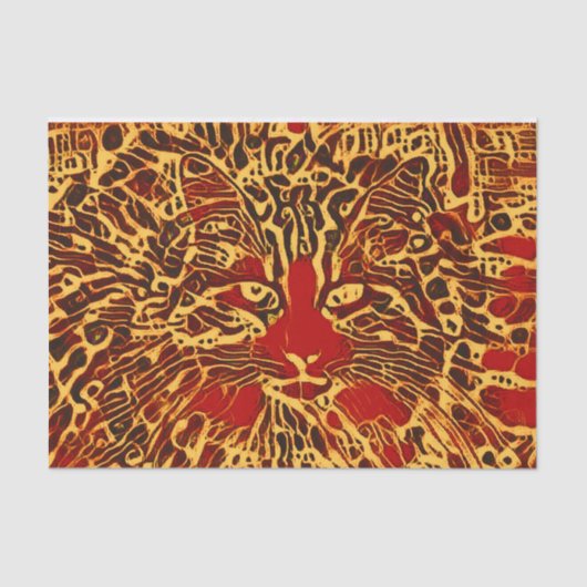 Tribale Abstracte tablet Cat Red Yellow Hippie Art Tissuepapier (Voorkant)
