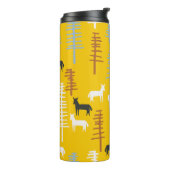 Tribale achtergrond met paarden en bomen, creatief thermosbeker (Gedraaid links)