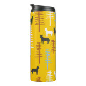 Tribale achtergrond met paarden en bomen, creatief thermosbeker (Geroteerd rechts)