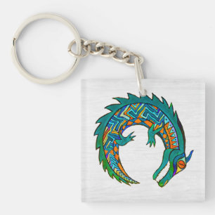 Tribale alligator Art Button Sleutelhanger
