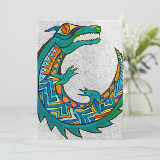 Tribale Alligator Art Kaart (Staand voorkant)