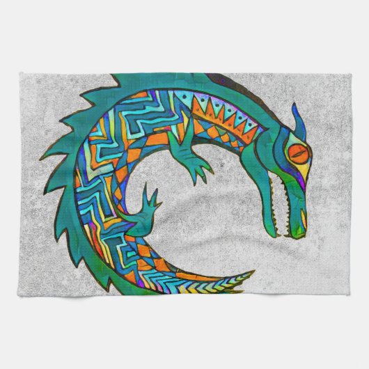Tribale Alligator Art Theedoek (Horizontaal)