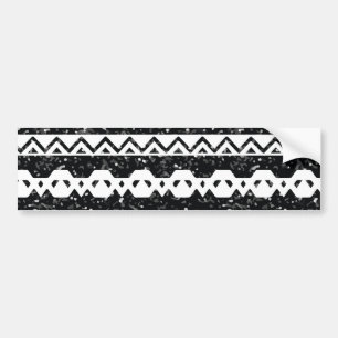 Tribale Aztec Zwarte Glitters Witte Geometrische V Bumpersticker