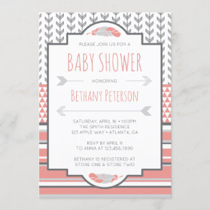 Tribale Baby shower Invitation, Aztec, Arrows, BOH Kaart