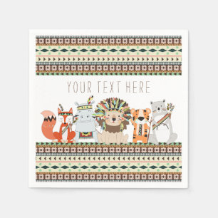 Tribale baby shower met dieren servetten
