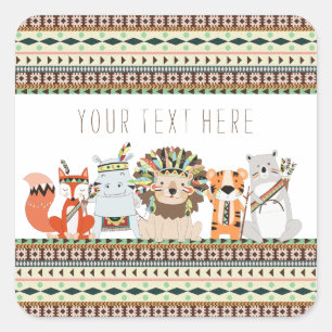 Tribale baby shower vierkante sticker