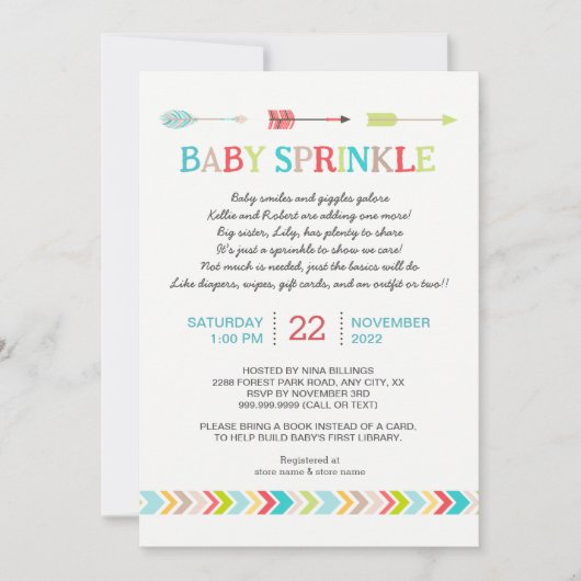 Tribale baby sprinkhaan met uitnodiging voor gedic (Voorkant)