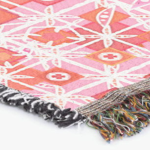 Tribale batik - aardbeiroze en rood deken