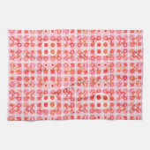 Tribale batik - aardbeiroze en rood theedoek (Horizontaal)
