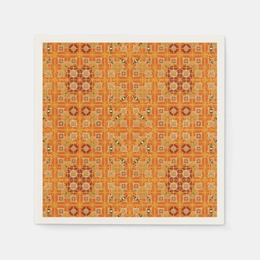 Tribale batik - amberkleurige en bruine tinten servetten (Voorkant)