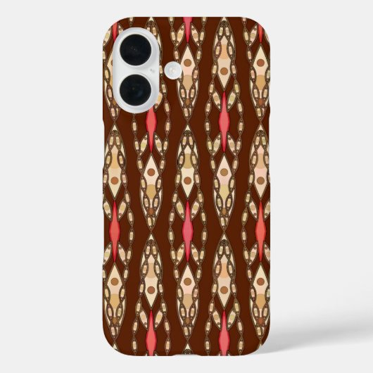 Tribale batik - Bruin, Tan en Koraal Case-Mate iPhone Case (Achterkant)