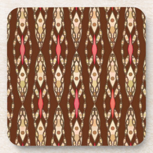 Tribale batik - Bruin, Tan en Koraal Onderzetter