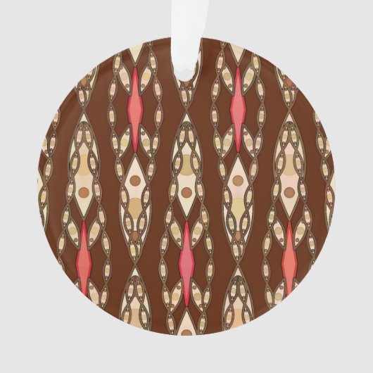 Tribale batik - Bruin, Tan en Koraal Ornament (voorkant)