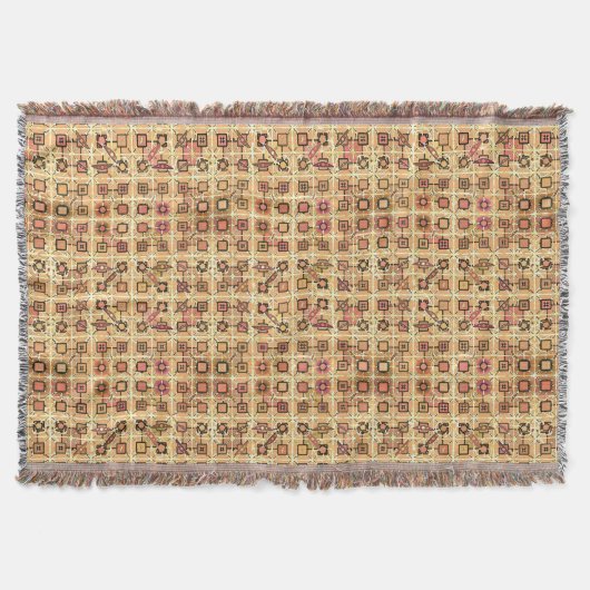 Tribale batik - chocolade bruin en kamelan deken (Voorkant)