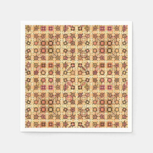 Tribale batik - chocolade bruin en kamelan servetten (Voorkant)
