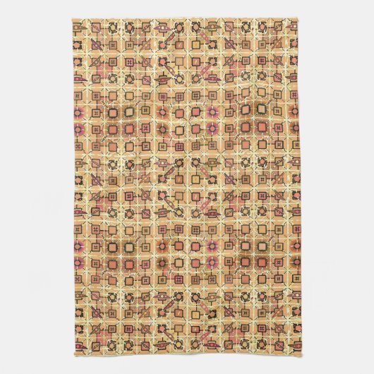 Tribale batik - chocolade bruin en kamelan theedoek (Verticaal)