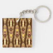 Tribale Batik - Chocoladebruin en Beige Sleutelhanger (Achterkant)