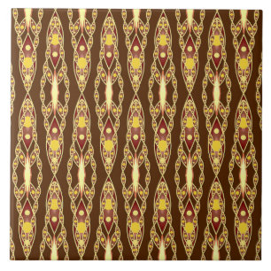 Tribale batik - Chocolate Brown en beige Tegeltje
