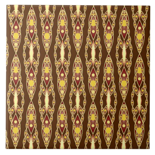 Tribale batik - Chocolate Brown en beige Tegeltje (Voorkant)