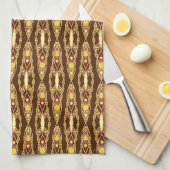 Tribale batik - Chocolate Brown en beige Theedoek (Quarter Fold)