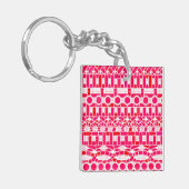Tribale batik - Diep rood, maron en wit Sleutelhanger (Voorkant Links)