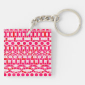 Tribale batik - Diep rood, maron en wit Sleutelhanger (Achterkant)