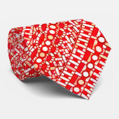 Tribale batik - Diep rood, maron en wit Stropdas (Opgerold)
