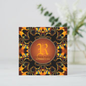 Tribale Batik Dinnerparty Monogram Uitnodiging (Staand voorkant)