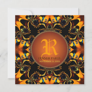 Tribale Batik Dinnerparty Monogram Uitnodiging