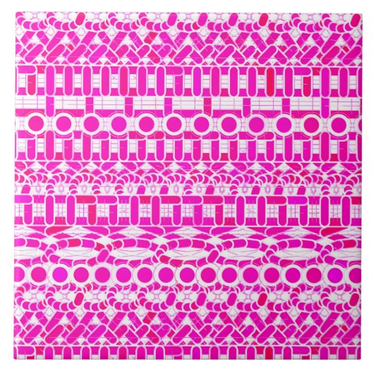 Tribale Batik - fuchsia, magenta, orchidee en wit Tegeltje (Voorkant)