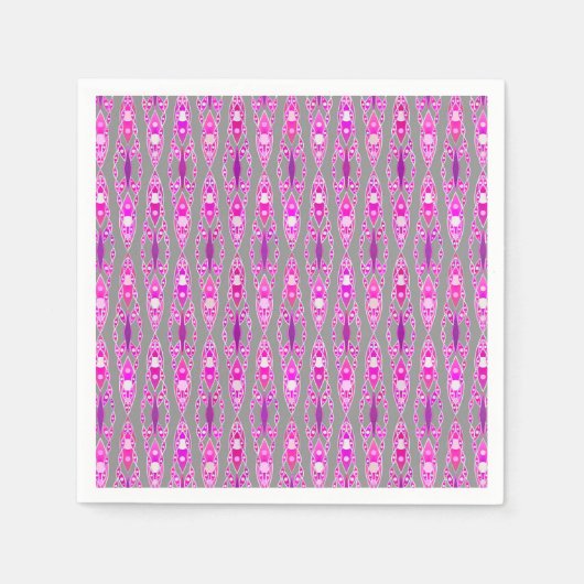 Tribale batik - Fuchsia Pink, Violet en Grey Servetten (Voorkant)