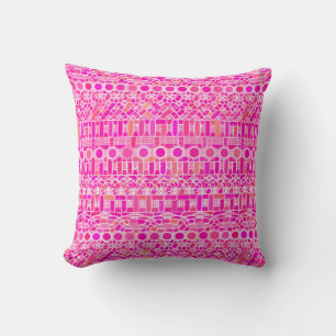 Tribale Batik - fuchsia roze, magenta en koraal Kussen