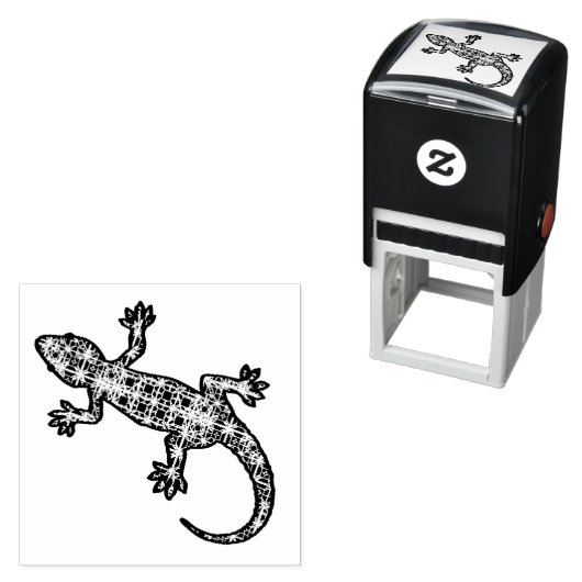 Tribale batik Gecko/hagedis Zelfinktende Stempel (In situ)