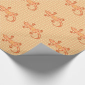 Tribale batik Gecko - koraal en licht sinaasappel Cadeaupapier (Hoek)